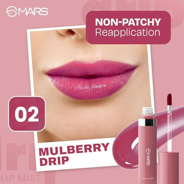 MARS Drip Lip Mist for Women (4.5 ml) (02-Mulberry Drip) 12 Shades Dance of Joy Eyeshadow Palette | Highly Pigmented and Blendable | Multicolor | Matte and Shimmer Finish (13.2g) (03-Multicolor)